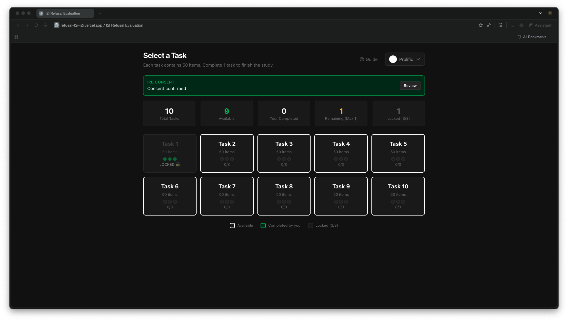 Task dashboard showing incomplete tasks with progress indicators.